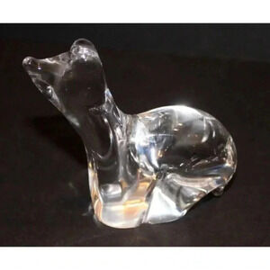 Vintage Clear GLASS Bear Animal Sculpture Figure Figurine Room Decor Art